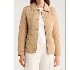 Michael Kors Diamond Quilted Jacket Buff Beige Gold Hardware M426424Y47 Small